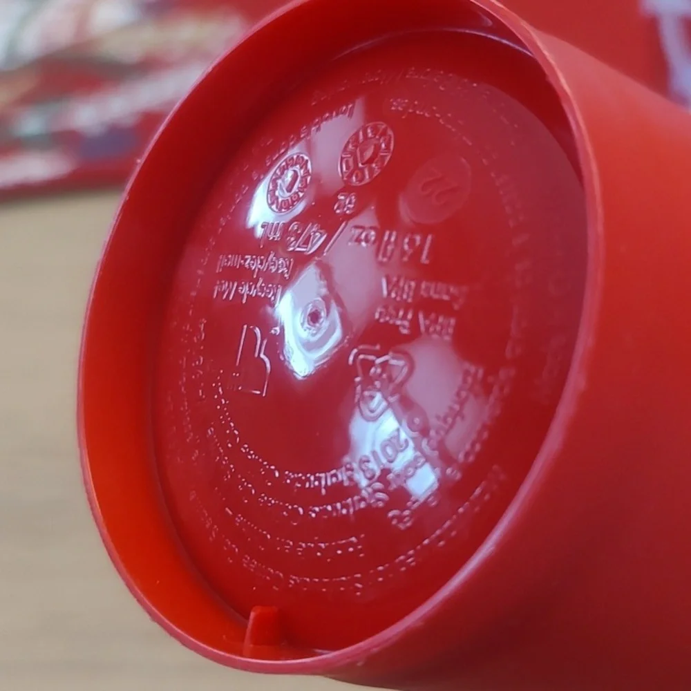 Starbucks 2022 & 2023 Festive Red and White Plastic Reusable Cups - See Descript